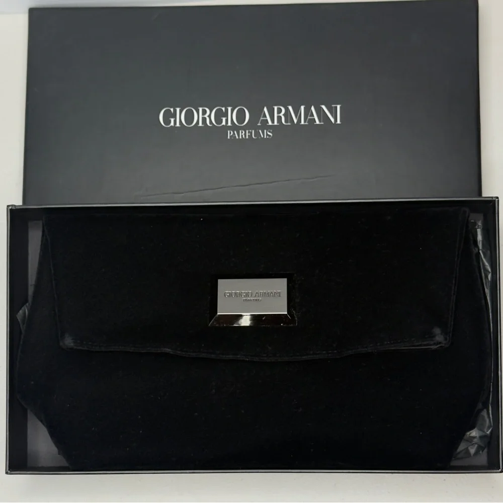 NEW Giorgio Armani Black Velvet Pouch Luxury Beauty Bundle